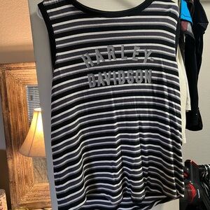 Harley-Davidson Black and White Striped Tank